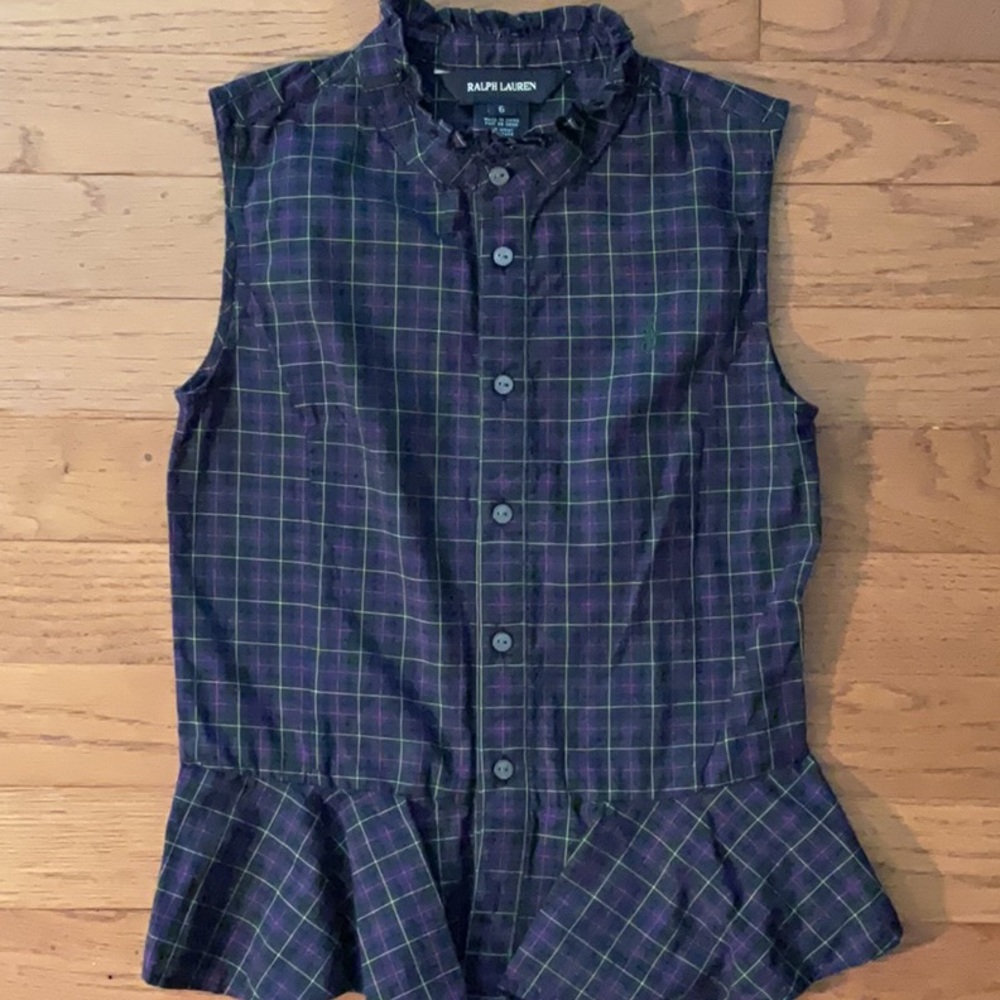 Ralph Lauren Purple Checkered Sleeveless Top